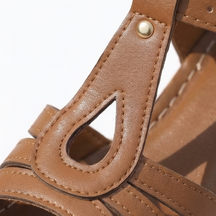Halvine | Women's Block Heel Sandals with Cutout Upper - Brown - Image 6