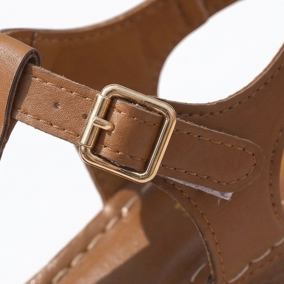 Halvine | Women's Block Heel Sandals with Cutout Upper - Brown - Image 7