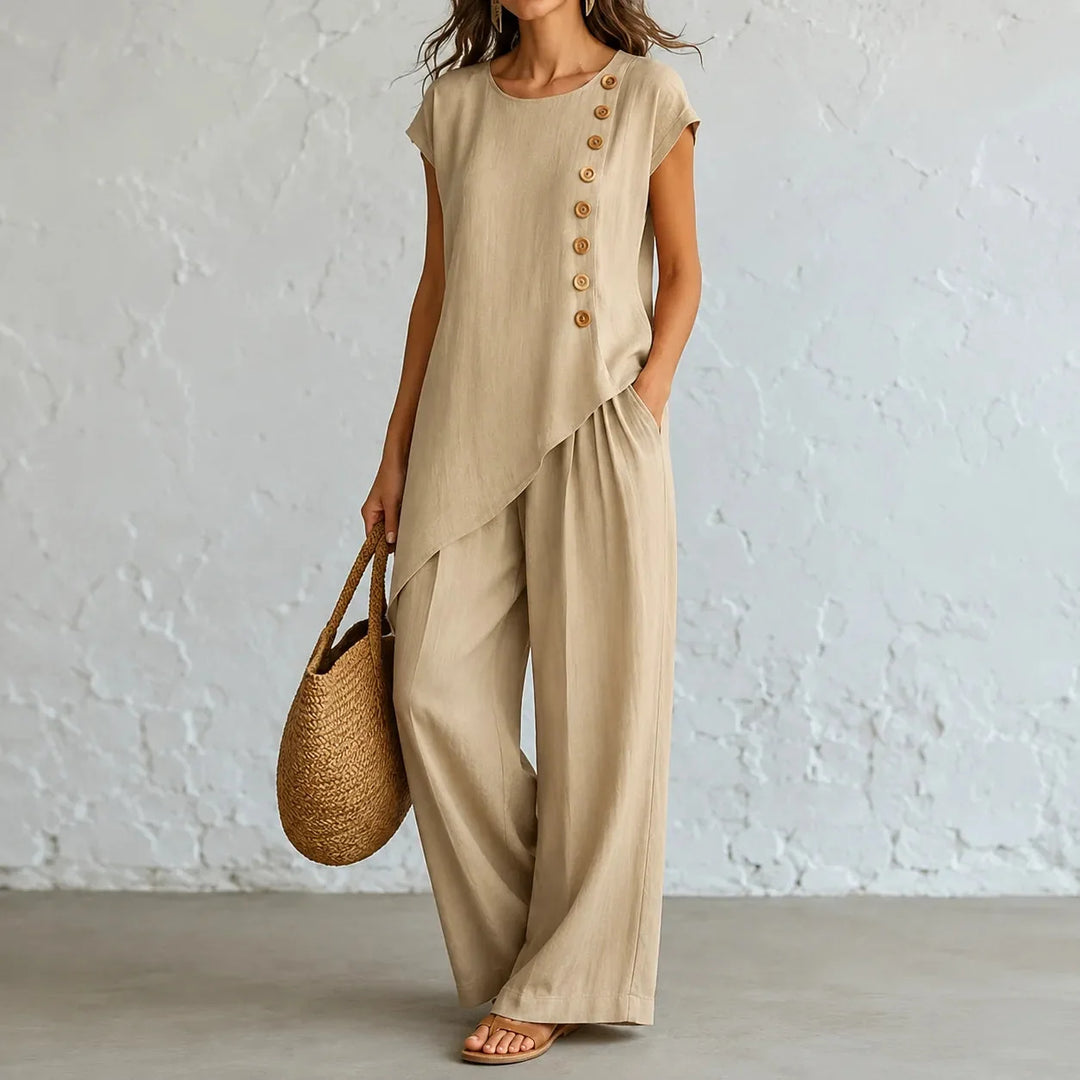 Halvine | Women's Co-ord Set Wide-Leg Pants - White - Image 14