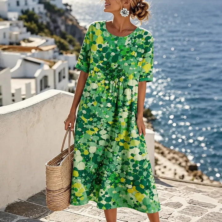 Halvine | Women's Floral Print Midi Dress with Pockets - Image 14