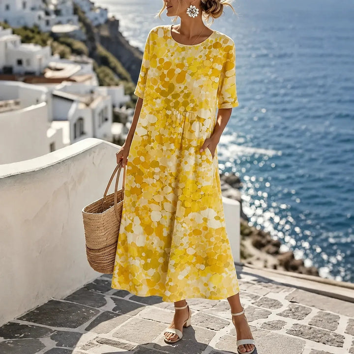 Halvine | Women's Floral Print Midi Dress with Pockets - Image 16
