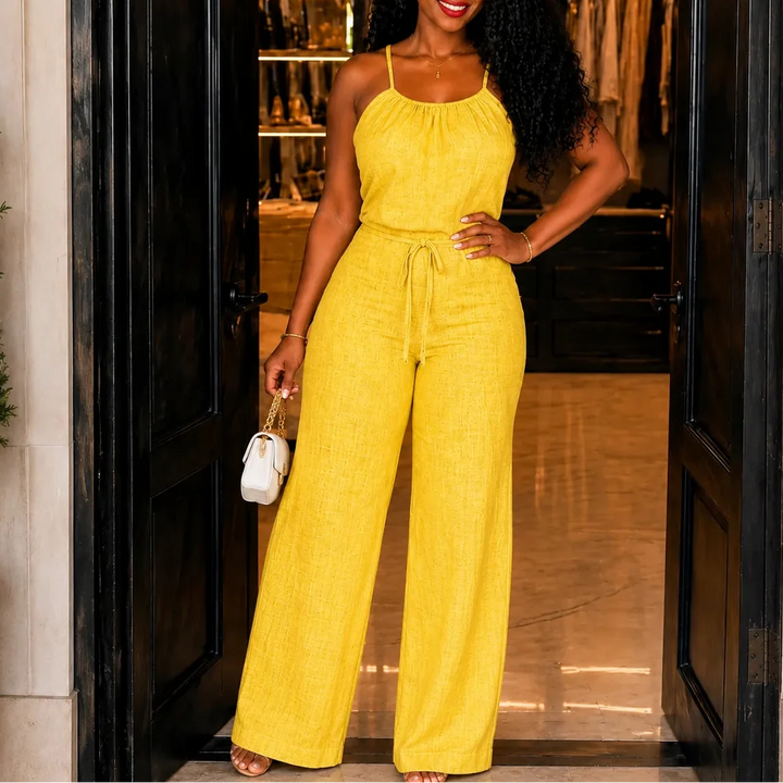 Halvine | Women's Halter Wide-Leg Jumpsuit - Blue - Image 11