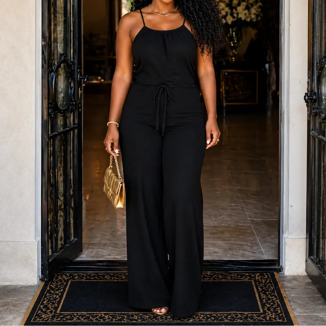 Halvine | Women's Halter Wide-Leg Jumpsuit - Blue - Image 14