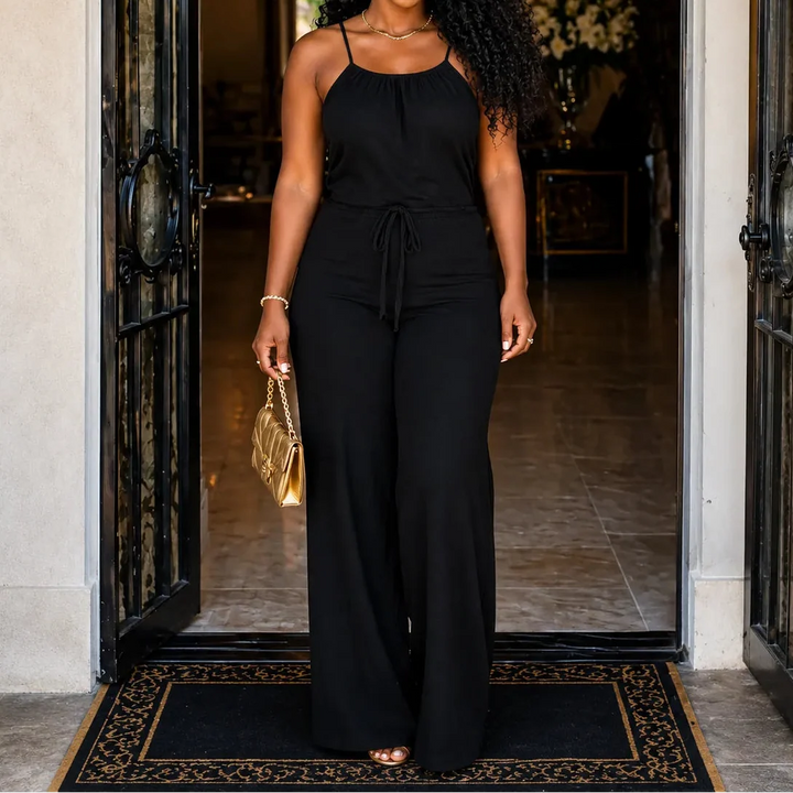 Halvine | Women's Halter Wide-Leg Jumpsuit - Blue - Image 14
