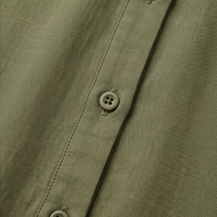 Halvine | Women's Maxi Shirt Dress with Pockets - Olive Green - Image 8