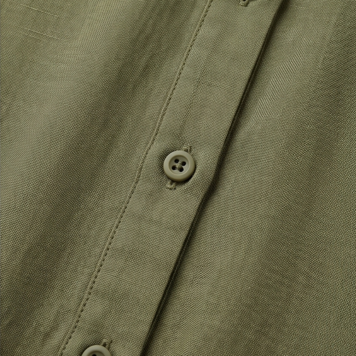 Halvine | Women's Maxi Shirt Dress with Pockets - Olive Green - Image 8