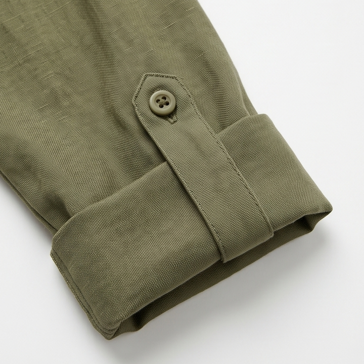 Halvine | Women's Maxi Shirt Dress with Pockets - Olive Green - Image 9
