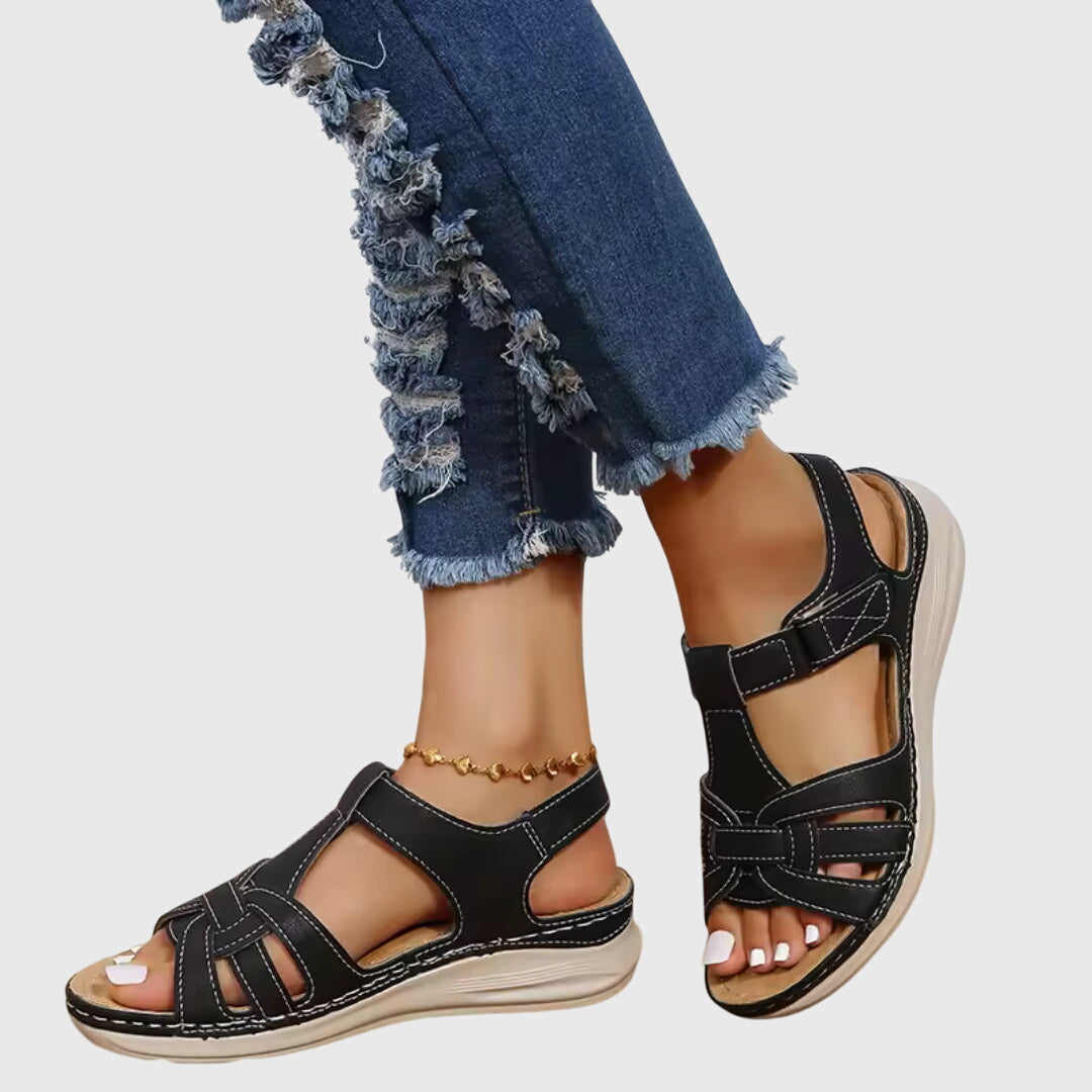 Halvine | Women's Orthopedic Flat Sandals - Light Brown - Image 5
