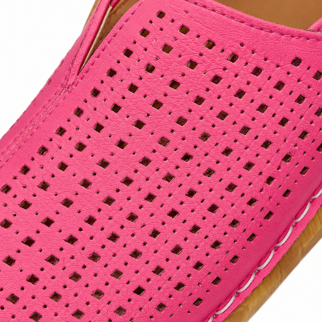 Halvine | Women's Perforated Wedge Slingback Sandal - Hot Pink - Image 14