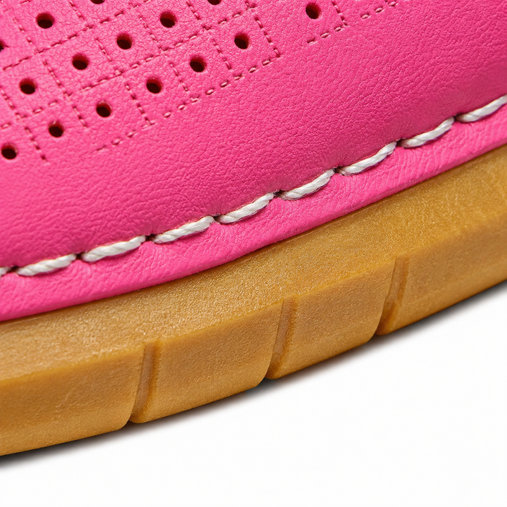Halvine | Women's Perforated Wedge Slingback Sandal - Hot Pink - Image 15
