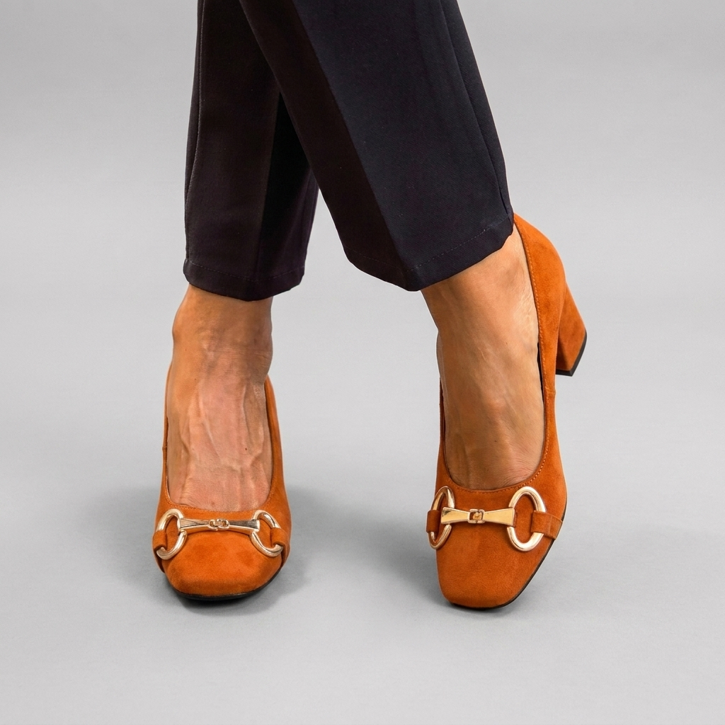 Halvorne | Women's Block Heel Court Shoes Horsebit - Image 1