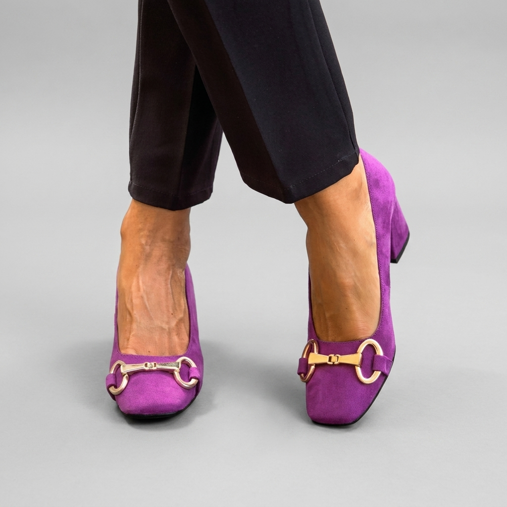 Halvorne | Women's Block Heel Court Shoes Horsebit - Image 2