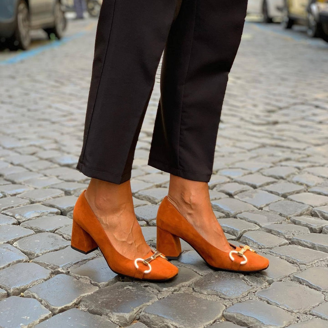 Halvorne | Women's Block Heel Court Shoes Horsebit - Image 3