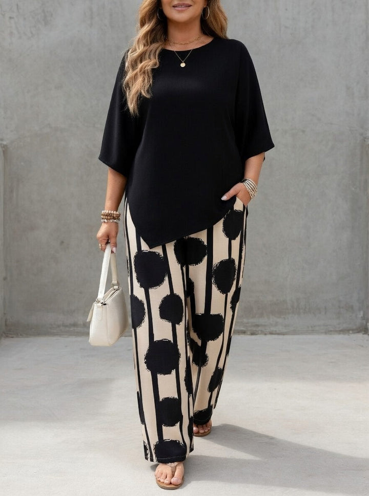 Halvorne | Women's Two Piece Set Wide Leg Pants - Brown - Image 3