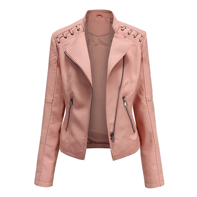 Harlow | Women's Biker Jacket with Zip Detail - Black - Image 7
