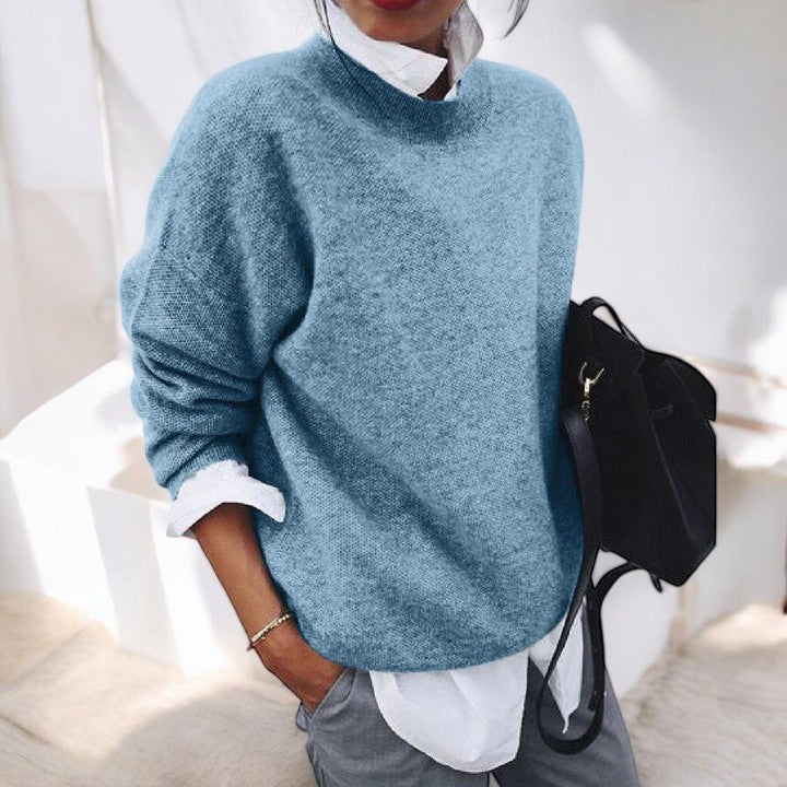 Harlow | Women's Oversized Crew Neck Jumper - Black - Image 2