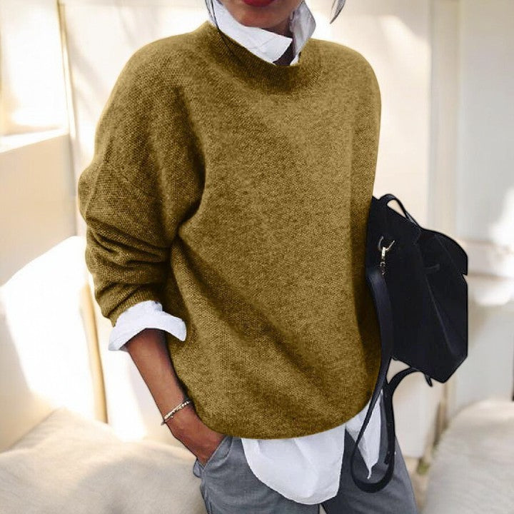 Harlow | Women's Oversized Crew Neck Jumper - Black - Image 3