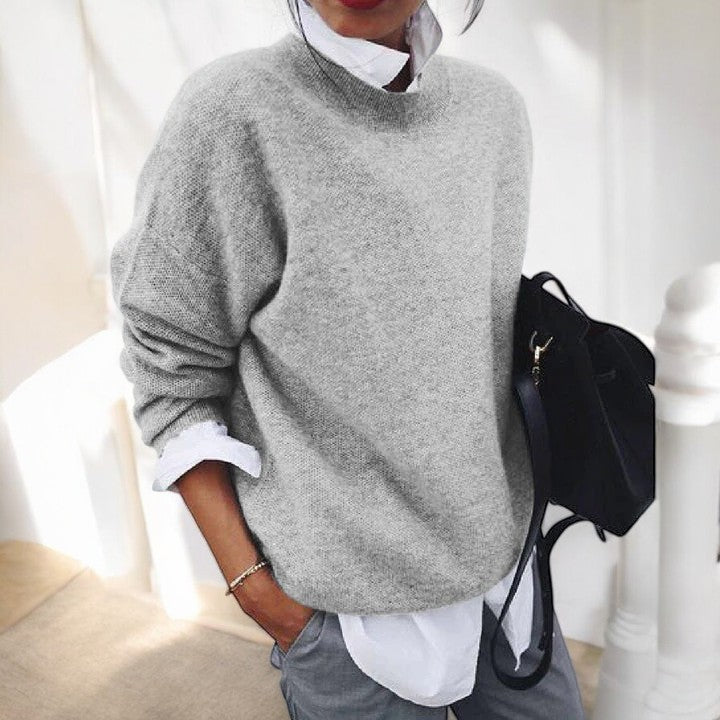 Harlow | Women's Oversized Crew Neck Jumper - Black - Image 5