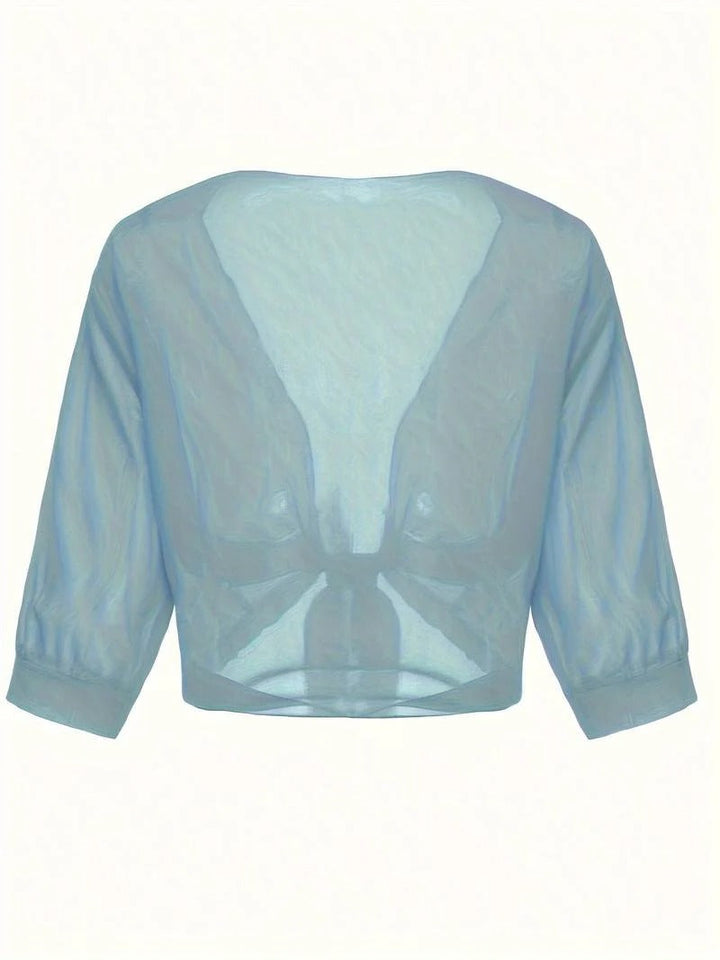 Dahlia | Women's Sheer Chiffon Tie Front Crop Cardigan Top