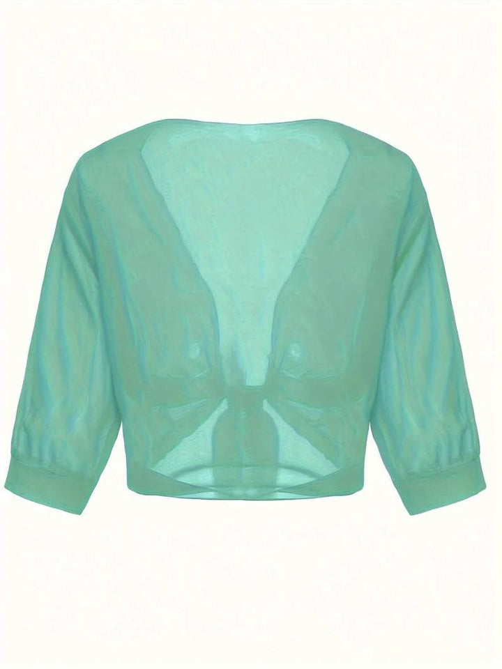 Dahlia | Women's Sheer Chiffon Tie Front Crop Cardigan Top