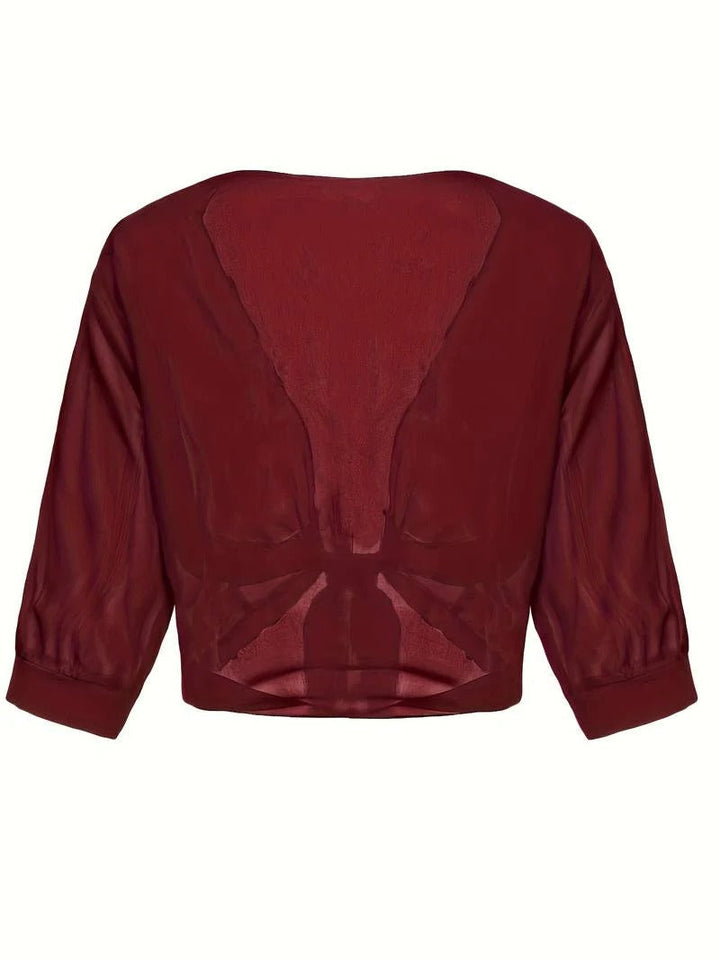 Dahlia | Women's Sheer Chiffon Tie Front Crop Cardigan Top