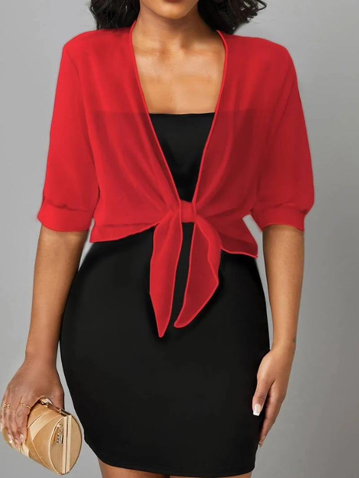 Dahlia | Women's Sheer Chiffon Tie Front Crop Cardigan Top