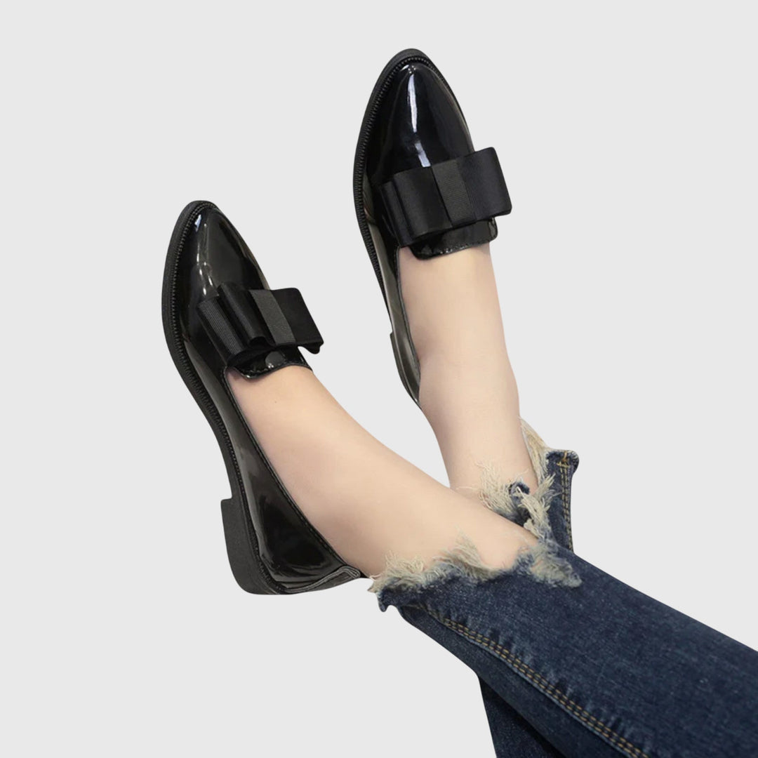 Imogen | Women's Bow Pointed Loafers - Burgundy - Image 6