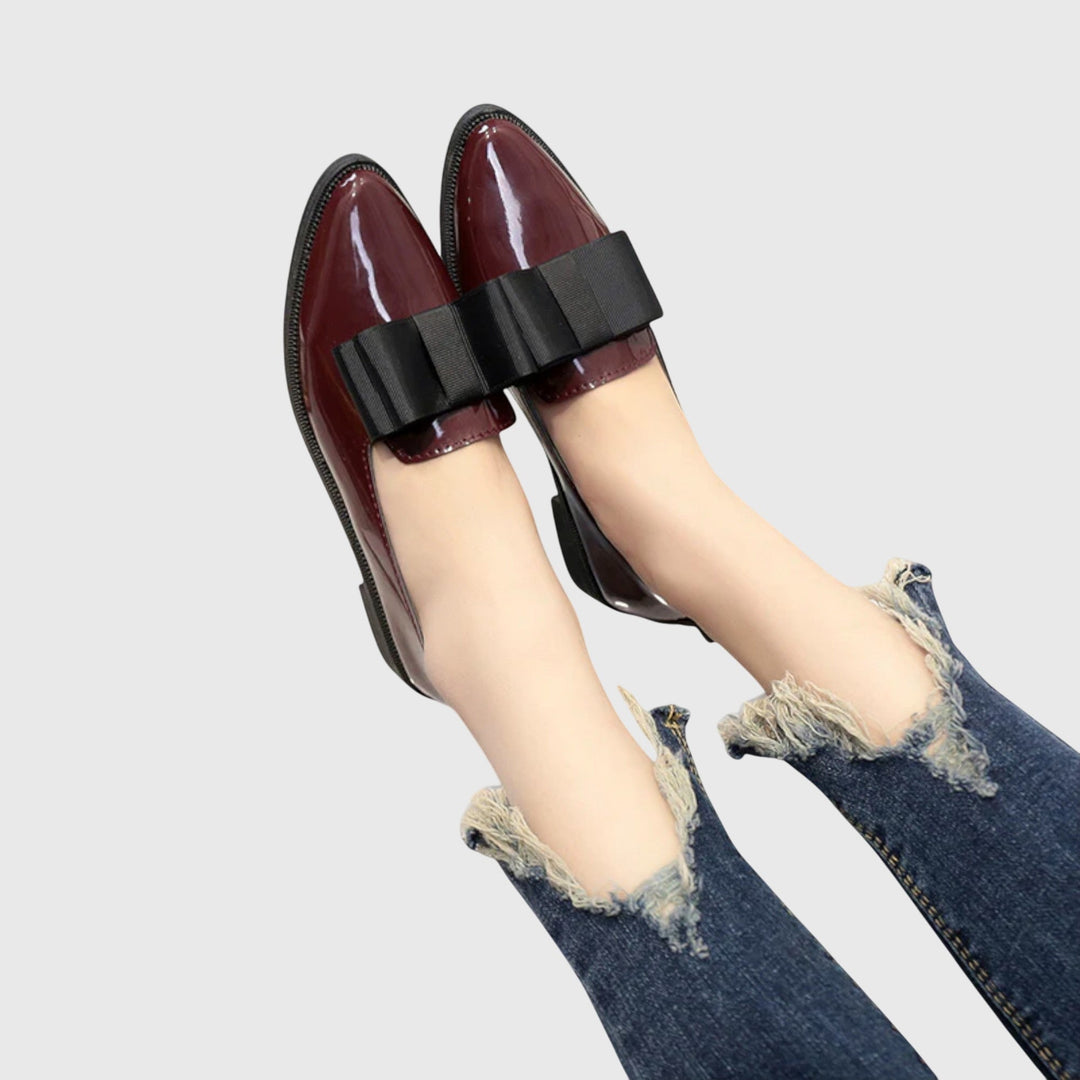Imogen | Women's Bow Pointed Loafers - Burgundy - Image 8