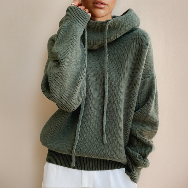 Imogen | Women's Oversized Hooded Jumper - Green - Image 1