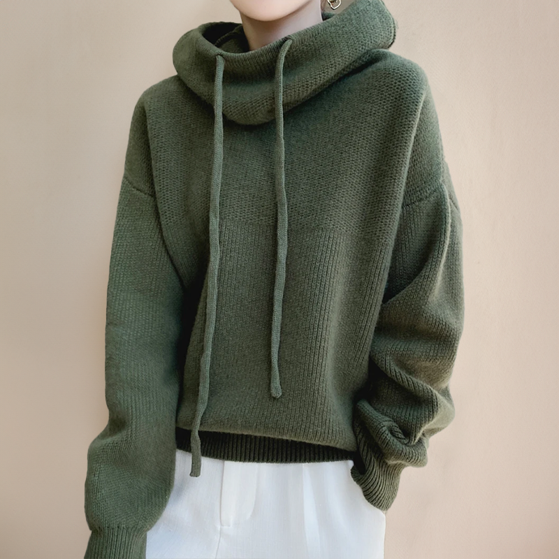 Imogen | Women's Oversized Hooded Jumper - Green - Image 2