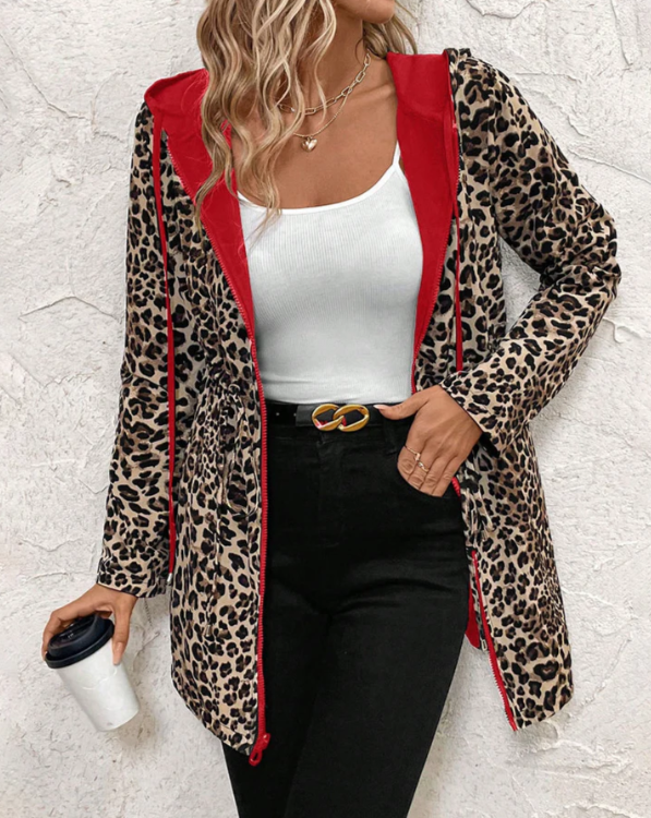 Imogen | Women's Reversible Hooded Coat - Red - Image 3