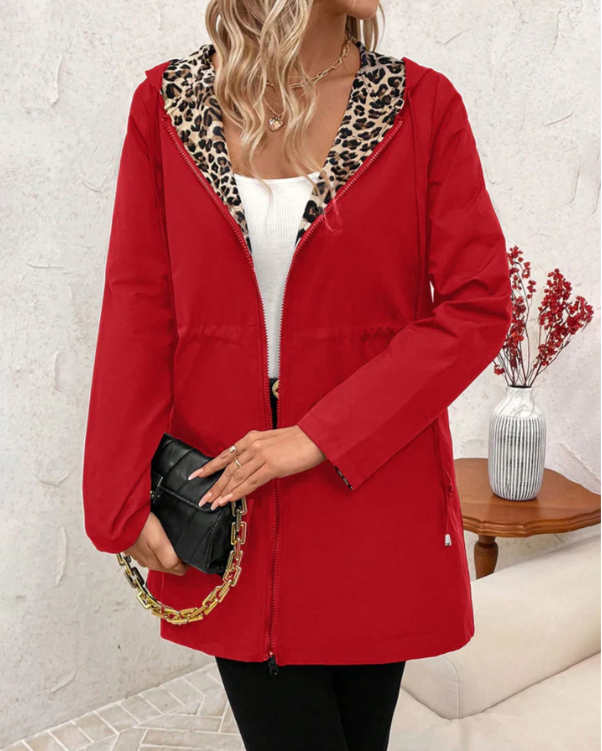 Imogen | Women's Reversible Hooded Coat - Red - Image 4