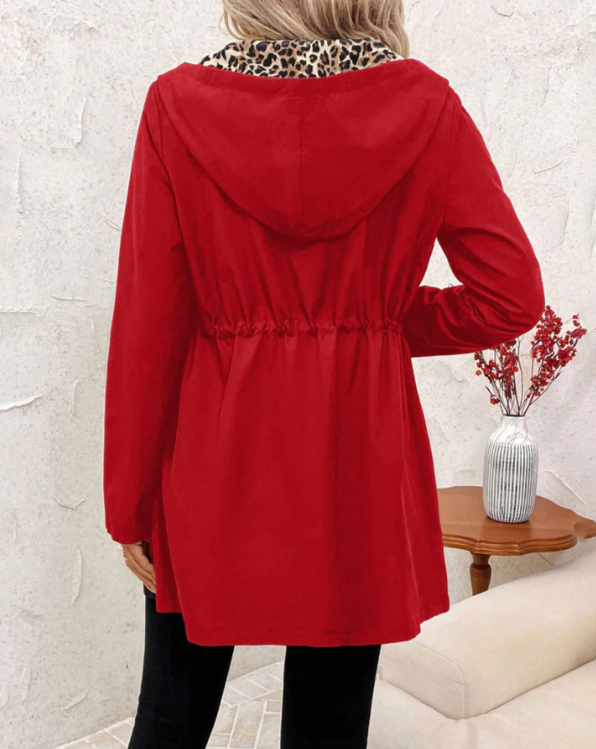 Imogen | Women's Reversible Hooded Coat - Red - Image 8