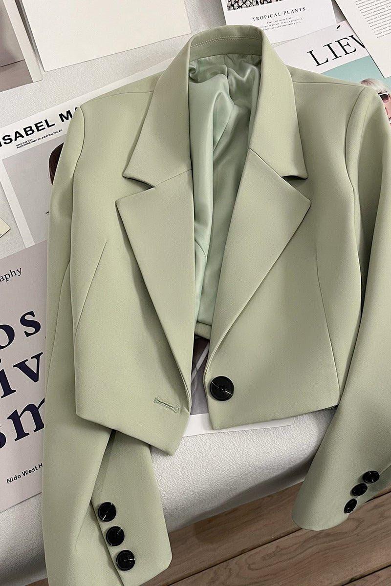Ione | Women's Cropped Blazer with Notched Lapel - Champagne - Image 6