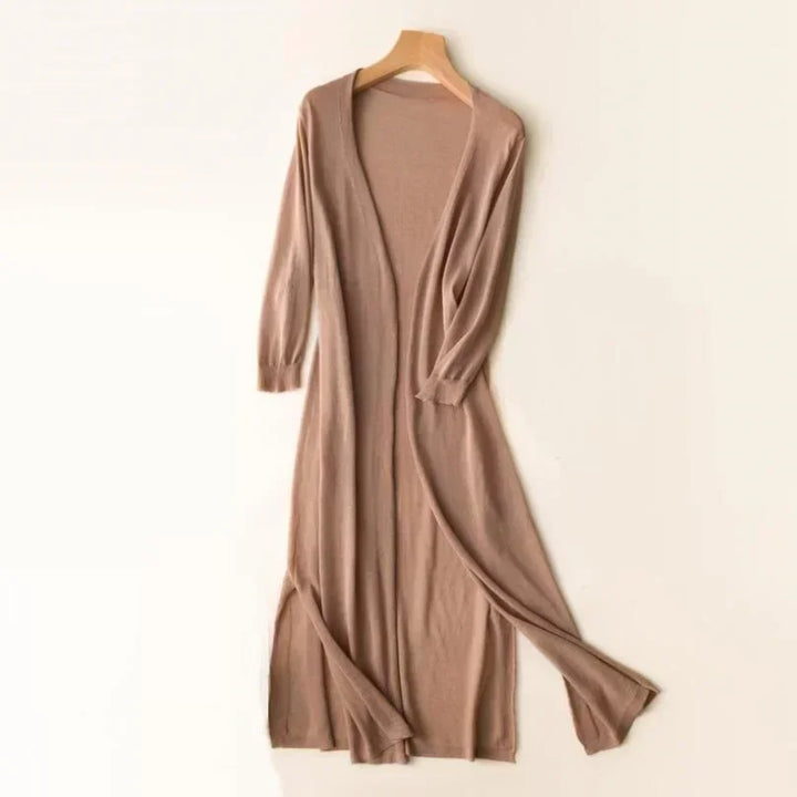 Iris | Women's Open Front Long Sleeve Cardigan - Grey - Image 12