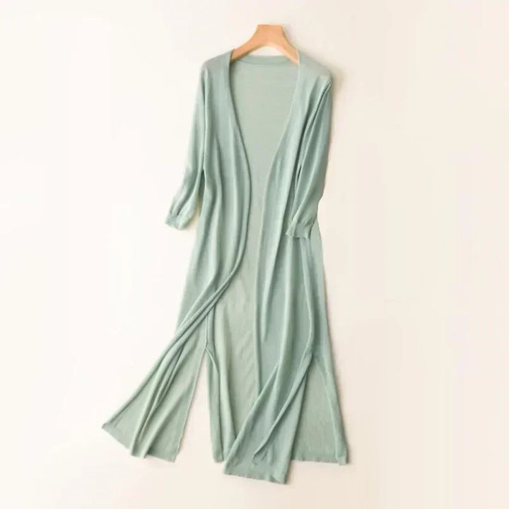 Iris | Women's Open Front Long Sleeve Cardigan - Grey - Image 5