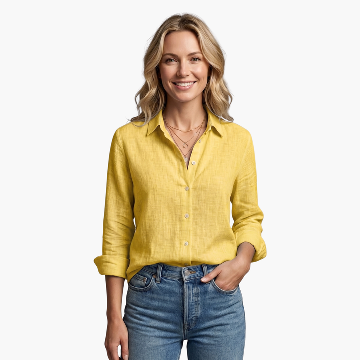 Isadora | Women's Button Up Long Sleeve Shirt - Light Blue - Image 8