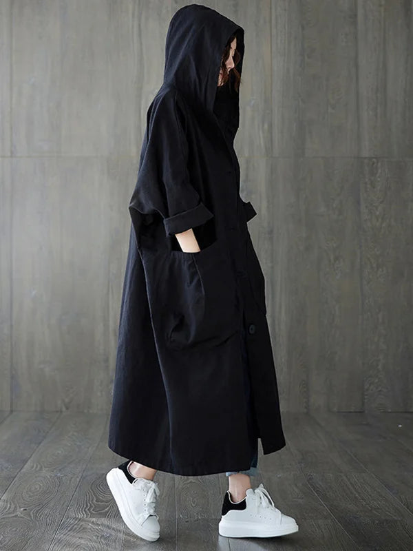 Isadora | Women's Hooded Long Coat - Khaki - Image 5