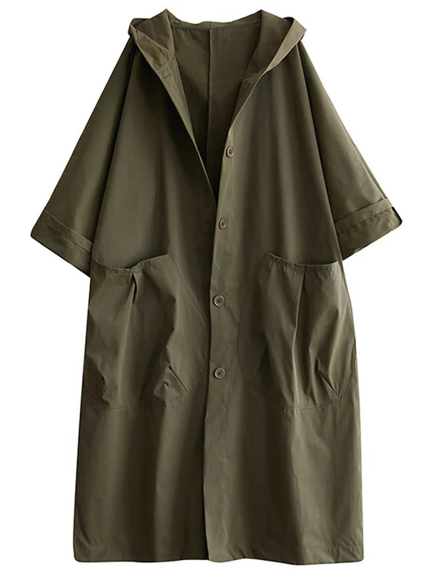 Isadora | Women's Hooded Long Coat - Khaki - Image 6