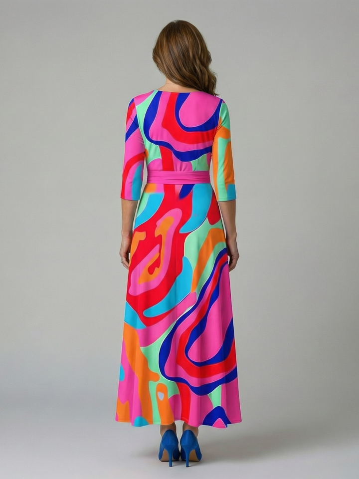Isolde | Women's Wrap Midi Dress in Bold Floral Print - Image 10