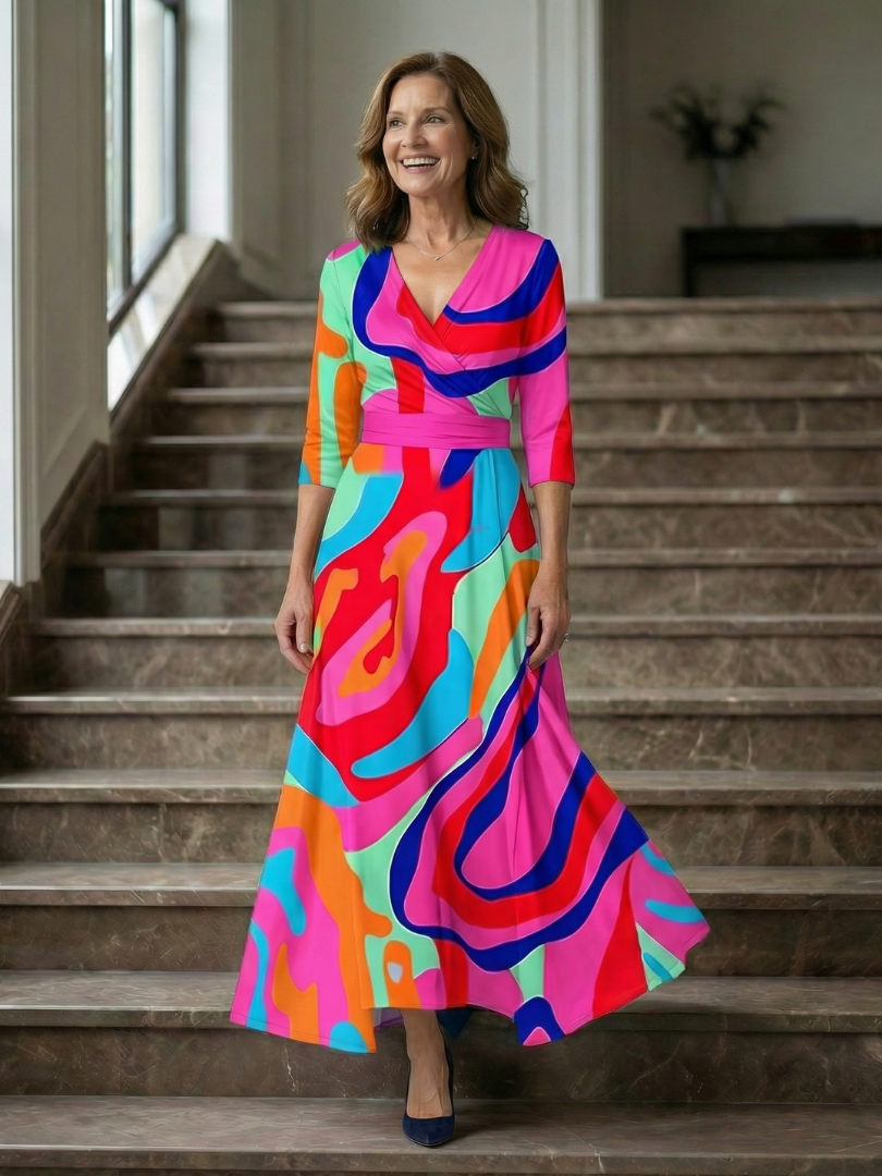 Isolde | Women's Wrap Midi Dress in Bold Floral Print - Image 11