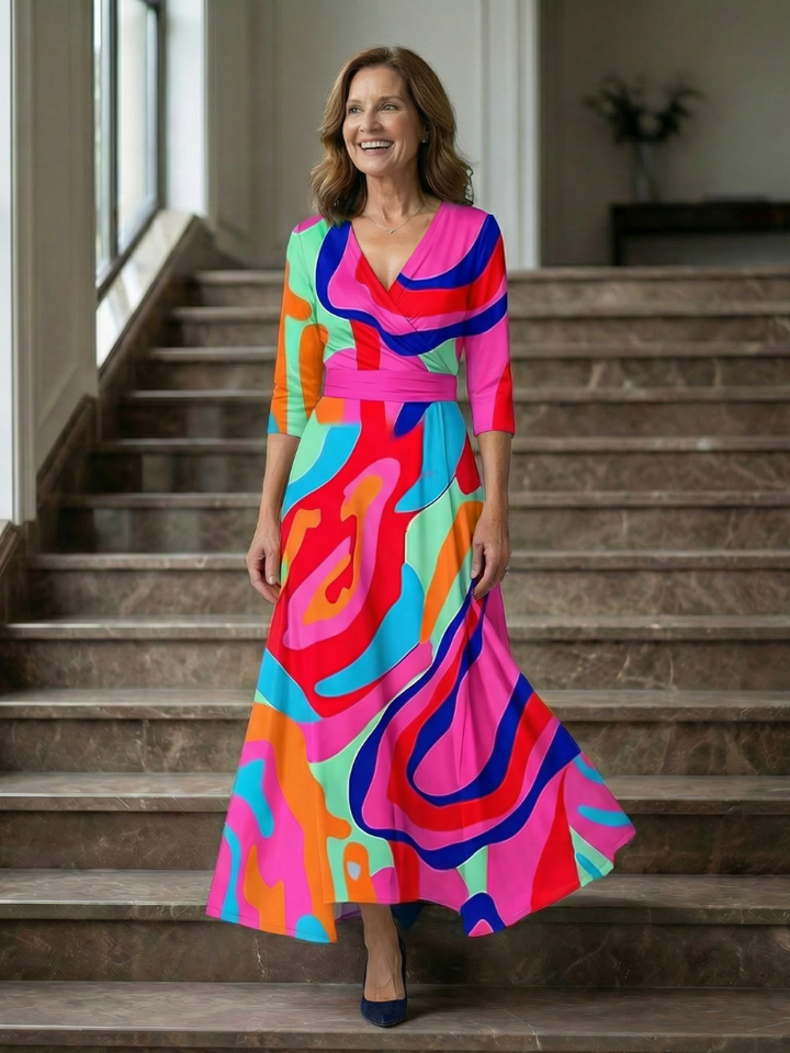 Isolde | Women's Wrap Midi Dress in Bold Floral Print - Image 11