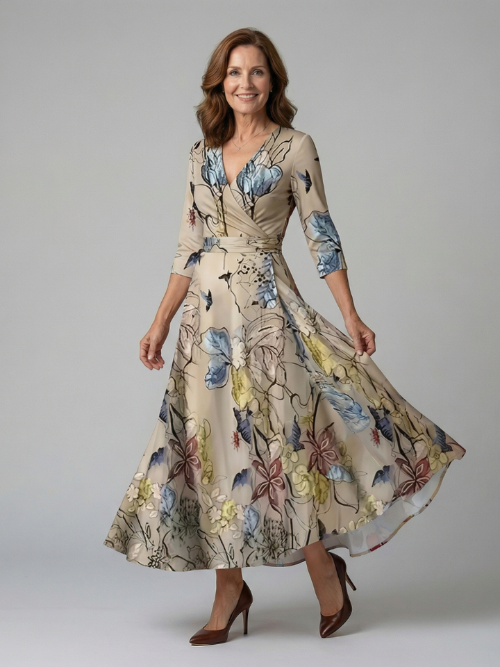 Isolde | Women's Wrap Midi Dress in Bold Floral Print - Image 4