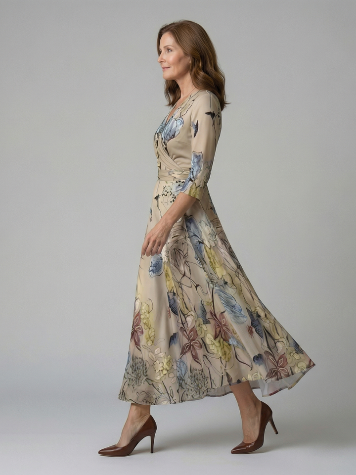 Isolde | Women's Wrap Midi Dress in Bold Floral Print - Image 5