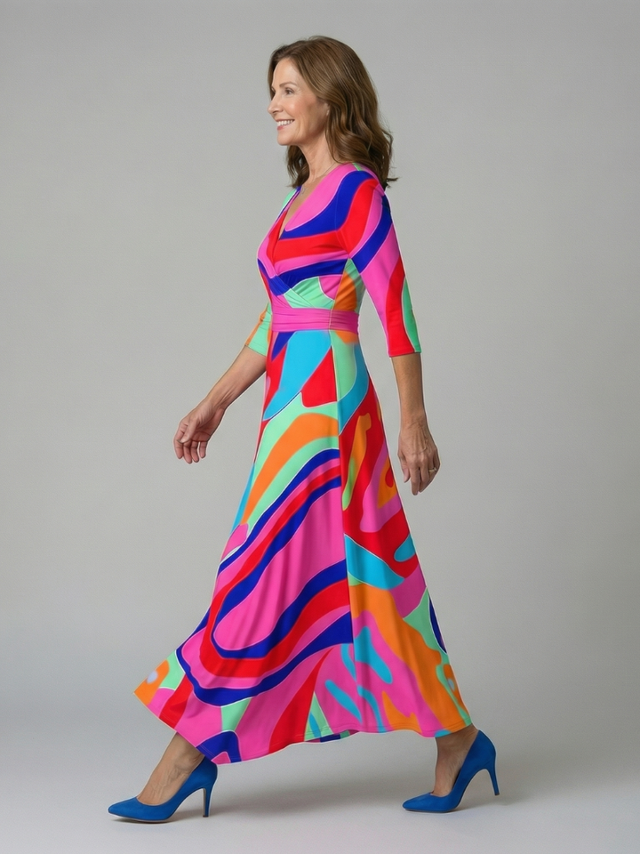 Isolde | Women's Wrap Midi Dress in Bold Floral Print - Image 7