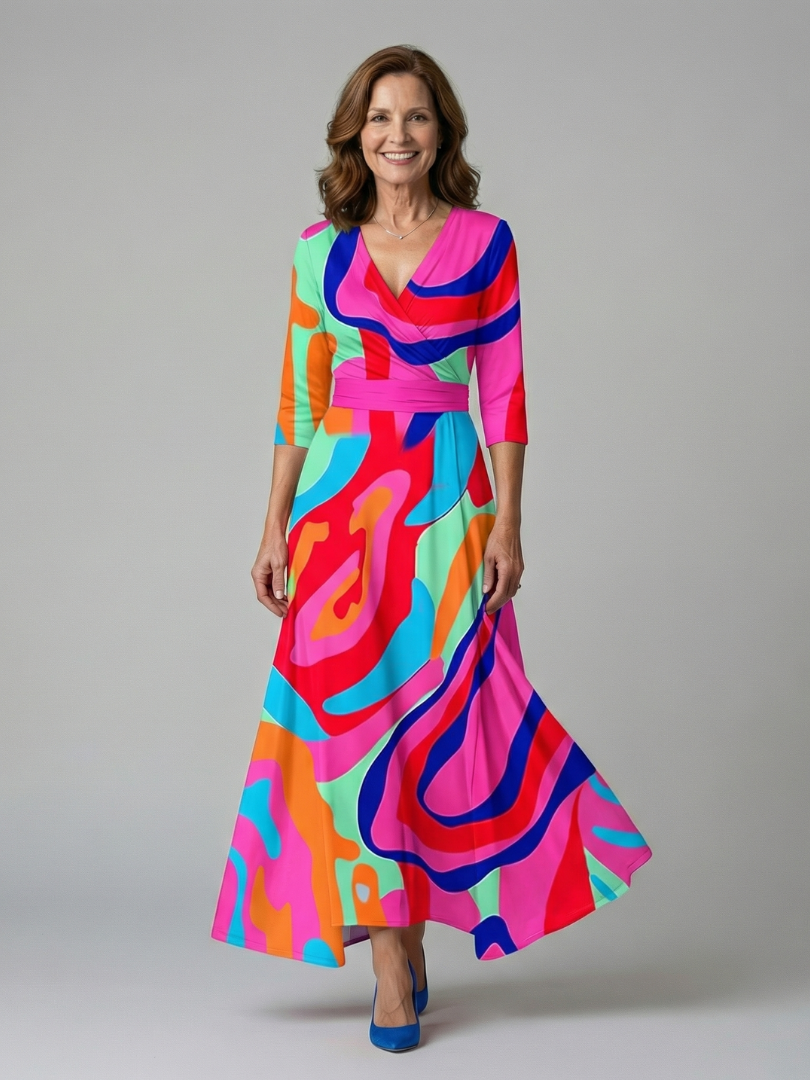Isolde | Women's Wrap Midi Dress in Bold Floral Print - Image 8
