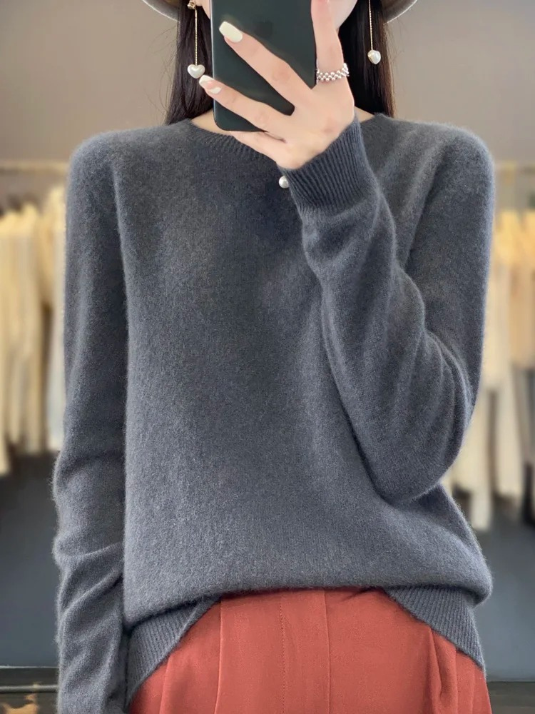 Jacinta | Women's Round Neck Long Sleeve Sweater - Beige - Image 10