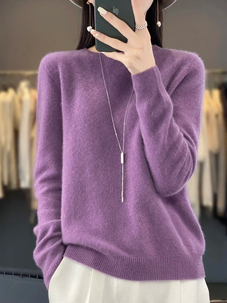 Jacinta | Women's Round Neck Long Sleeve Sweater - Beige - Image 12
