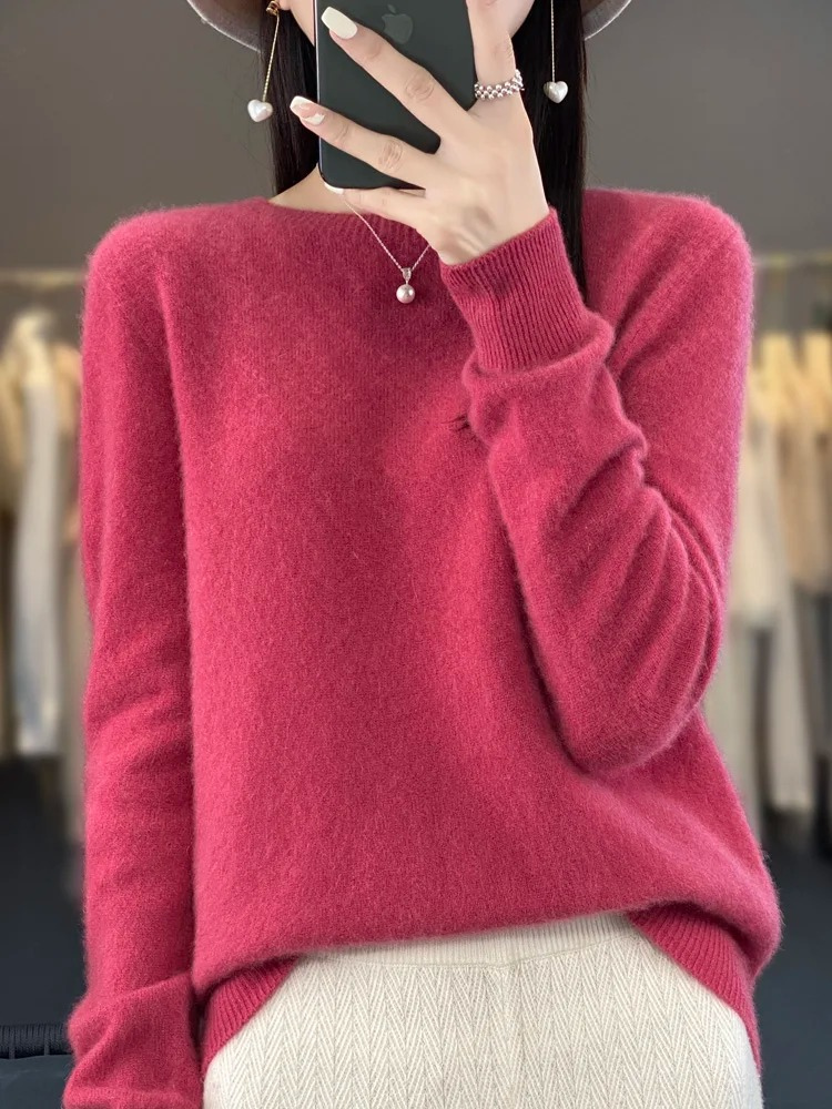 Jacinta | Women's Round Neck Long Sleeve Sweater - Beige - Image 17