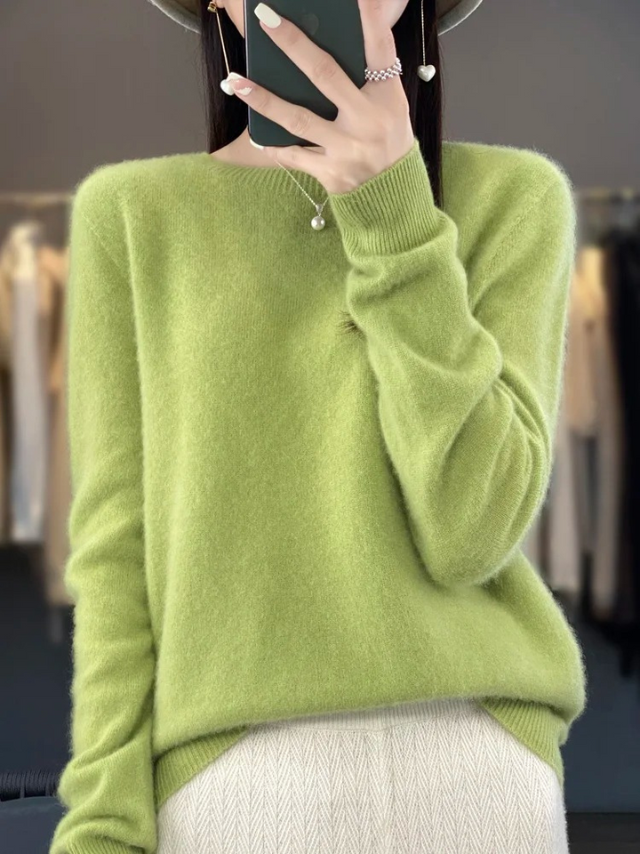 Jacinta | Women's Round Neck Long Sleeve Sweater - Beige - Image 4